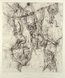 Artist: Bragge, Anita. | Title: Monkeys | Date: 1997, February | Technique: drypoint, printed in black ink, from one plate
