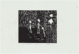 Artist: b'Deeaggadditt Phillips, Dennis.' | Title: b'The boy with one eye' | Date: 1986 | Technique: b'linocut, printed in black ink, from one block'