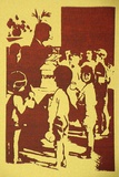 Artist: b'Megalo International Screenprinting Collective.' | Title: b'Megalo shows off poster show, Bitumen River Gallery, Canberra 1983' | Date: 1983 | Technique: b'screenprint, printed in brown ink, from one stencil'