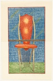 Title: not titled [high-backed chair set against blue wall] | Date: 1978 | Technique: lithograph, printed in colour, from multiple stones [or plates]