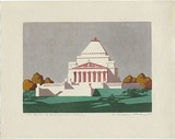 Artist: b'Leyshon White, Cyril.' | Title: b'The Shrine of Remembrance, Victoria' | Date: 1935 | Technique: b'screenprint, printed in colour, from seven stencils'