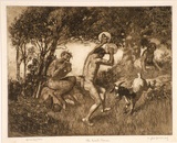 Artist: b'LINDSAY, Lionel' | Title: bThe goat's dance | Date: 1910 | Technique: b'etching and aquatint, printed in brown ink, from one plate'