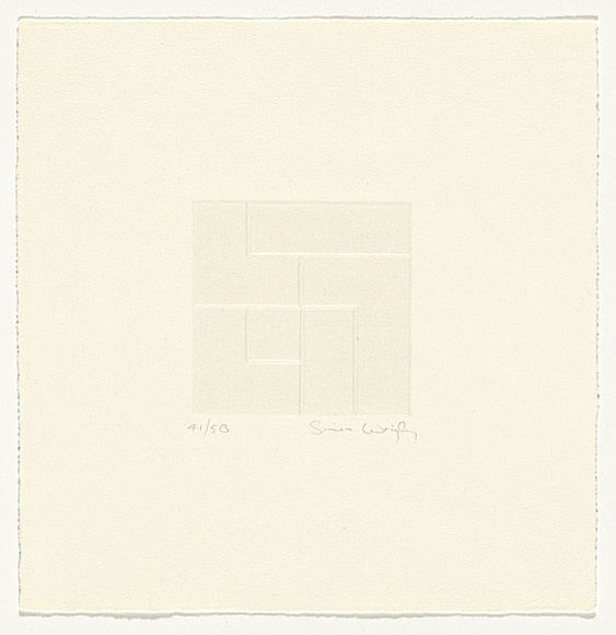 Artist: b'Wrigley, Simon.' | Title: b'not titled [geometric motif]' | Date: 1980 | Technique: b'relief-etching, blind embossed, from one plate'