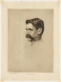 Artist: b'LINDSAY, Lionel' | Title: b'Henry Lawson' | Date: 1919 | Technique: b'drypoint, printed in brown ink with plate-tone, from one plate' | Copyright: b'Courtesy of the National Library of Australia'