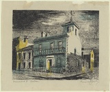 Artist: b'Jack, Kenneth.' | Title: b'Drummond Street, Carlton' | Date: 1952 | Technique: b'lithograph, printed in colour, from three zinc plates' | Copyright: b'\xc2\xa9 Kenneth Jack. Licensed by VISCOPY, Australia'