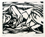 Artist: WARREN, Alan | Title: Nude | Date: 1977 | Technique: linocut, printed in black ink, from one block