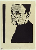 Artist: b'MADDOCK, Bea' | Title: b'Male IV' | Date: (1967) | Technique: b'woodcut, printed in black ink, from one masonite block'