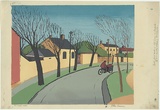 Artist: Sumner, Alan. | Title: Side street, Toorak | Date: c.1944 | Technique: screenprint, printed in colour, from nine stencils