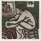 Artist: b'Loder, Liz.' | Title: b'Nude with chair' | Date: 1985 | Technique: b'etching, printed in colour, from three plates'