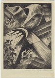 Artist: b'Lymburner, Francis.' | Title: b'not titled [Now see the face of Dis].' | Date: c.1939 | Technique: b'etching, printed in black ink with plate-tone, from one plate'