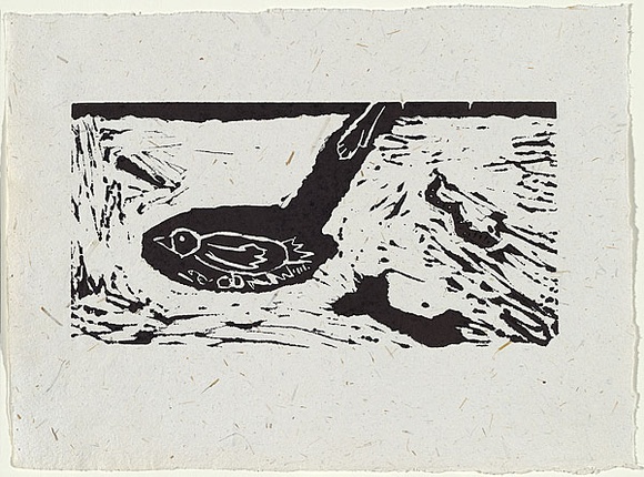 Title: b'Muttonbirding.' | Date: 1998 | Technique: b'linocut, printed in black ink, from one block'