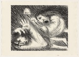 Artist: b'BOYD, Arthur' | Title: b'St Francis being beaten by his father.' | Date: (1965) | Technique: b'lithograph, printed in black ink, from one plate' | Copyright: b'This work appears on screen courtesy of Bundanon Trust'