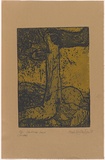 Artist: b'Hodgkinson, Frank.' | Title: b'Landscape image' | Date: 1971 | Technique: b'softground-etching and aquatint, printed in black and yellow ink, from one plate'