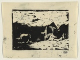 Artist: b'WILLIAMS, Fred' | Title: b'Landscape, Kent' | Date: c.1954 | Technique: b'linocut, printed in black ink, from one block' | Copyright: b'\xc2\xa9 Fred Williams Estate'
