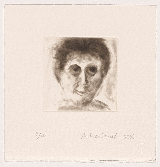 Artist: b'Fitzgerald, Mirabel.' | Title: b'Self portrait' | Date: c.2003 | Technique: b'aquatint, printed in sepia ink, from one plate'