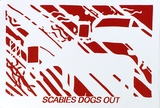 Artist: Jurrah, Roger. | Title: Scabies Dogs Out (red stencil) | Date: 1990 | Technique: screenprint, printed in colour, from three stencils