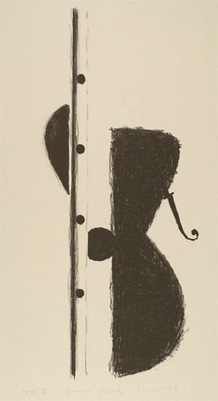 Artist: b'Lincoln, Kevin.' | Title: b'Guitar black' | Date: 1991 | Technique: b'lithograph, printed in black ink, from one stone'