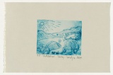 Artist: b'Namatjira, Shirley.' | Title: b'Outstation' | Date: 2004 | Technique: b'drypoint etching, printed in blue ink, from one perspex plate'