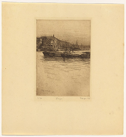 Artist: MENPES, Mortimer | Title: Barges | Technique: etching, printed in black ink, from one plate