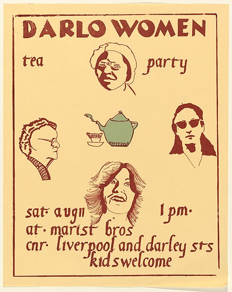 Artist: b'UNKNOWN' | Title: b'Darlo women tea party' | Date: 1979 | Technique: b'screenprint, printed in colour, from two stencils'