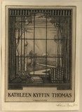 Artist: FEINT, Adrian | Title: Bookplate: Kathleen Kyffin Thomas. | Date: (1926) | Technique: etching, printed in brown ink with plate-tone, from one plate | Copyright: Courtesy the Estate of Adrian Feint