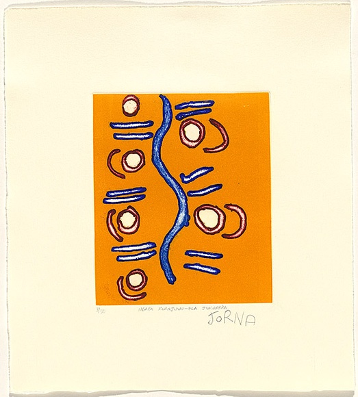Artist: Nelson, Jorna Napurrurla. | Title: ngapa kurnjuwu-rla jukurrpa | Date: 2003 | Technique: etching, printed in colour, from one zinc plate