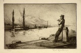 Artist: b'Hawkins, Weaver.' | Title: b'The River' | Date: c.1920 | Technique: b'etching, printed in black ink, from one plate' | Copyright: b'The Estate of H.F Weaver Hawkins'