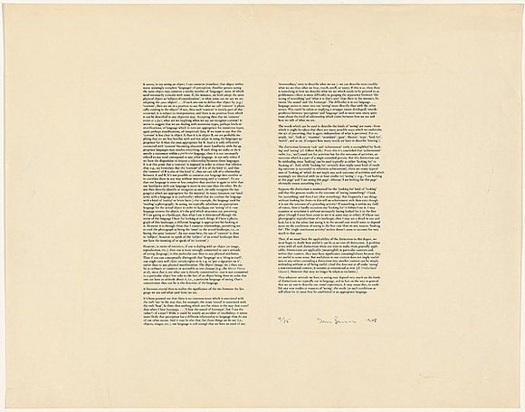 Title: b'text by Ian Burn' | Date: 1968 | Technique: b'offset-lithograph, printed in black ink, from one plate'