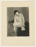 Title: Woman writing | Date: c.1960 | Technique: etching and aquatint, printed in black ink, from one plate