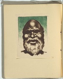 Artist: b'Grey, F. Millward.' | Title: b'[frontispiece] Aboriginal head' | Date: 1936 | Technique: b'linocut, printed in colour, from multiple blocks'