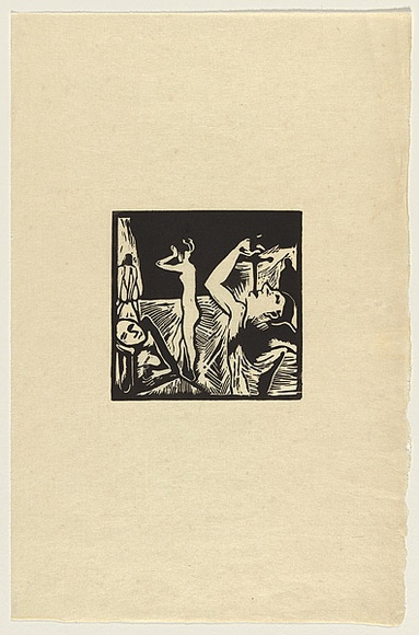 Artist: b'Shead, Garry.' | Title: b'not titled [Sword swallower]' | Date: 1983-84 | Technique: b'linocut, printed in black ink, from one block' | Copyright: b'\xc2\xa9 Garry Shead'