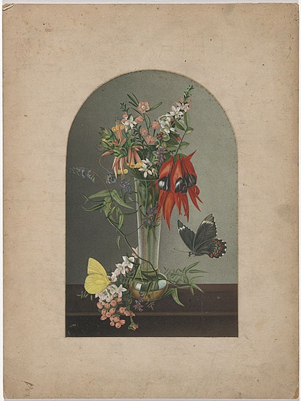 Title: b'not titled [flowers and butterflies]' | Date: c.1880 | Technique: b'lithograph, printed in colour, from multiple stones'