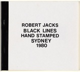 Artist: JACKS, Robert | Title: Black lines hand stamped. Sydney 1980: an artists' book containing [27] l.l., with rubber stamps, card cover, staple bound. | Date: (1980) | Technique: rubber stamps; black pressure sensitive tape