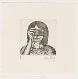 Artist: b'Starling, Anne.' | Title: b'Self portrait' | Date: c.2003 | Technique: b'etching and aquatint, printed in black ink, from one plate'