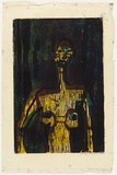 Artist: b'HANRAHAN, Barbara' | Title: b'Male figure' | Date: 1964 | Technique: b'woodcut, printed in colour, from three blocks'