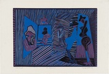 Artist: WALKER, Murray | Title: The performers. | Date: 1967 | Technique: linocut, printed in colour, from multiple blocks