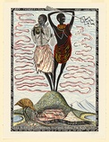 Artist: b'McMahon, Marie.' | Title: b'The two Walyers' | Date: 1988 | Technique: b'lithograph, printed in colour, from multiple stones [or plates]' | Copyright: b'\xc2\xa9 Marie McMahon. Licensed by VISCOPY, Australia'