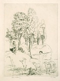 Artist: LINDSAY, Lionel | Title: Evensong | Date: 1917 | Technique: etching and drypoint, printed in black ink, from one plate | Copyright: Courtesy of the National Library of Australia