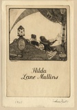 Artist: FEINT, Adrian | Title: Bookplate: Hilda Lane Mullins. | Date: 1922 | Technique: etching, printed in brown ink with plate-tone, from one plate | Copyright: Courtesy the Estate of Adrian Feint