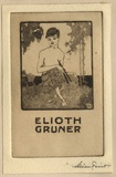 Artist: FEINT, Adrian | Title: Bookplate: Elioth Gruner. | Date: (1922) | Technique: etching, printed in brown ink with plate-tone, from one plate | Copyright: Courtesy the Estate of Adrian Feint