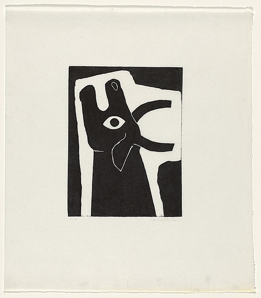 Artist: b'Groblicka, Lidia.' | Title: b'Cow' | Date: 1969 | Technique: b'woodcut, printed in black ink, from one block'