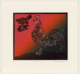 Title: Rooster | Date: 2008 | Technique: linocut, printed in colour, from multiple blocks; embossed