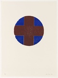 Artist: b'Nixon, John.' | Title: b'not titled [brown cross]' | Date: 1990 | Technique: b'woodcut, printed in two colours, from two blocks'