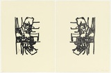 Artist: PARR, Mike | Title: Face to face (diptych). | Date: 2003 | Technique: woodcut, printed in black ink, from one block; lithograph, printed in black ink, from one plate