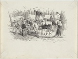 Artist: b'GILL, S.T.' | Title: b'Diggers auction, Eagle Hawk, Bendigo.' | Date: 1852 | Technique: b'lithograph, printed in black ink, from one stone'