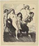 Artist: b'LINDSAY, Norman' | Title: b'(Pan with nudes).' | Date: c.1908 | Technique: b'lithograph, printed in black ink, from one stone'