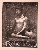 Artist: b'Reynolds, Frederick George.' | Title: b'Bookplate: Robert Ogg' | Technique: b'woodblock, printed in black ink, from one block'