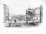 Artist: b'Terry, F.C.' | Title: b'King Street looking East' | Date: 1855 | Technique: b'engraving, printed in black ink, from one steel plate'