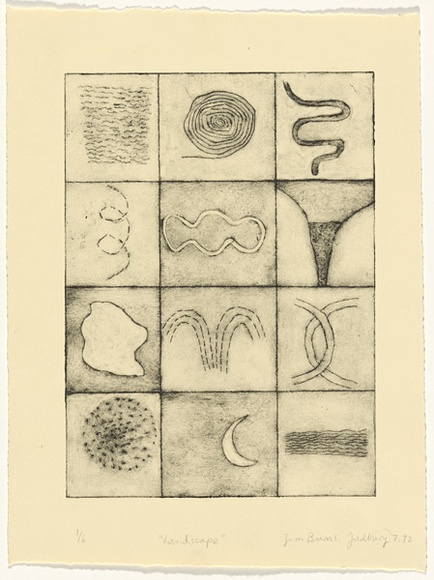 Artist: b'Burns, Tim.' | Title: b'Landscape.' | Date: 1992, July | Technique: b'collograph, printed in black ink with plate-tone, from one plate'