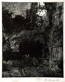 Artist: Evergood, Miles. | Title: The alleyway. | Date: 1891 | Technique: woodcut, printed in black ink, from one block